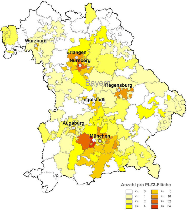 Karte OT in Bayern