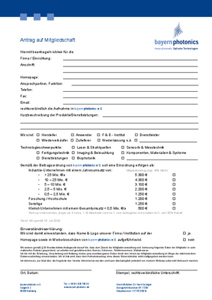 Aufnahmeantrag und Beitragssätze von bayern photonics